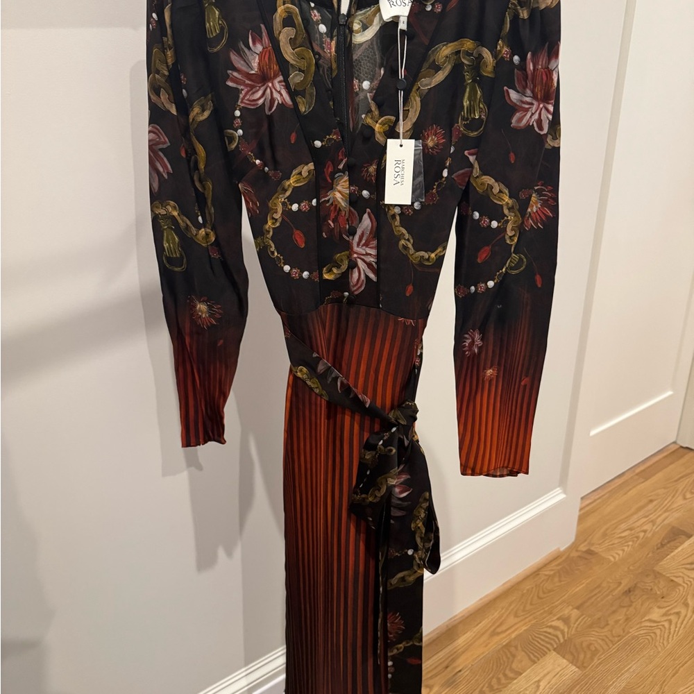 Marchesa Black Floral & red Ombre Wrap Maxi Dress - Picture 2 of 5